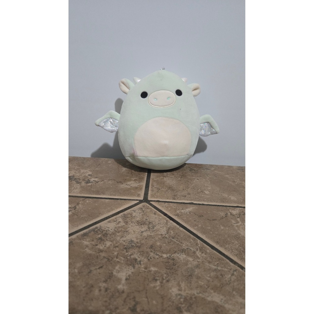 Kellytoy Squishmallows Drew Mint Green Dragon 8 Inch Plush Silver Glitter Wings